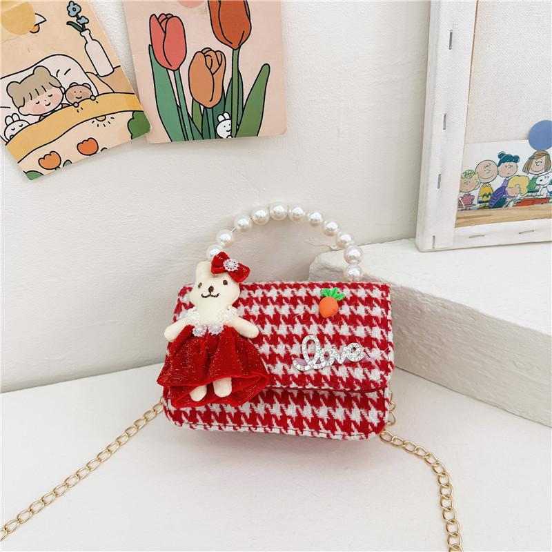 Butterfly Knot Stylish Girls Handbag Pearl Shoulder Bag For Children With Design Cute