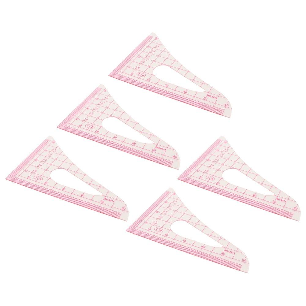 5pcs Transparent Triangular Curve Rulers Plastic Sewing Ruler Set For Tailors