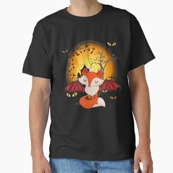 Halloween Fox With Bat Wings Tshirt Classic T Made In Usaaus Tshirt S2xl S