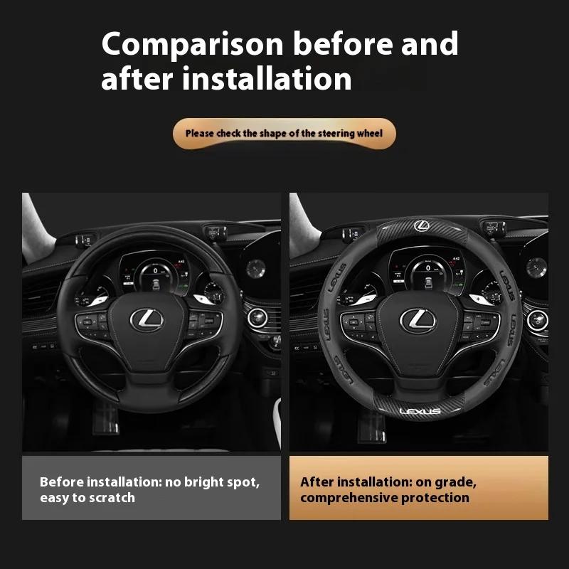 Car Carbon Fiber Leather Steering Wheel Cover For Lexus F Sport ES200 ES300 RX300 LS500h GS300 IS300 CT200h NX300 UX300 LX570 GX