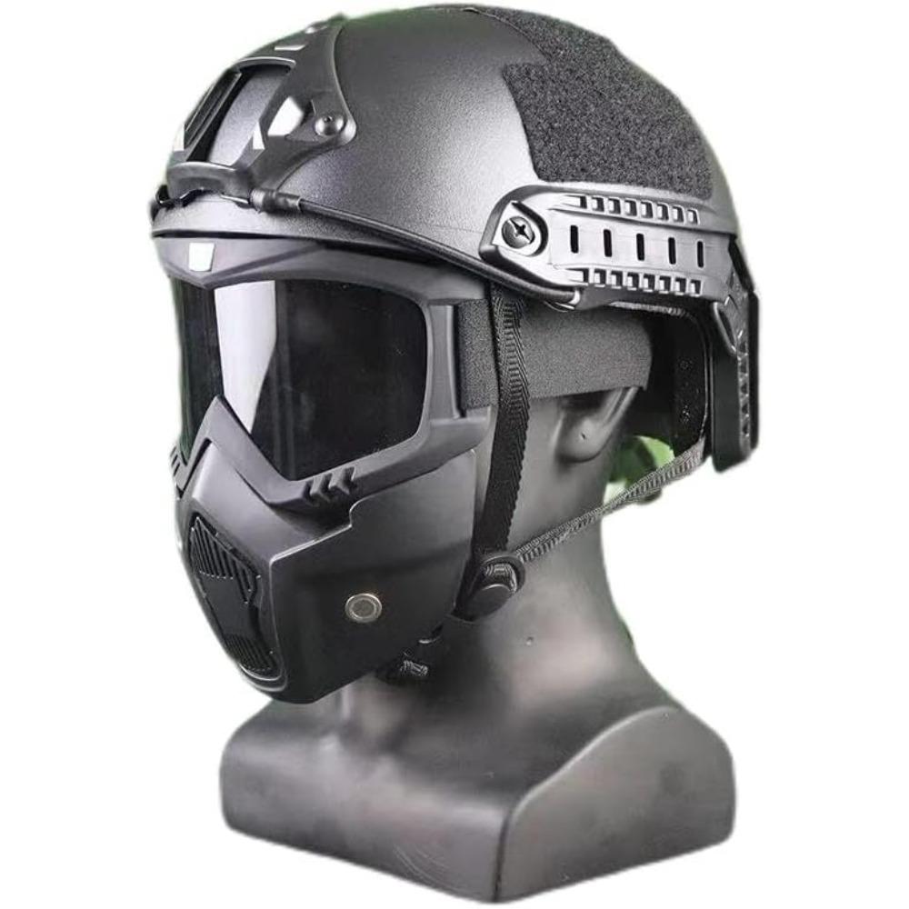 Luftgewehr-Helm und Masken-Set, Luftgewehr-Maske mit abnehmbarer Antibeschlag-Schutzbrille, Taktische Maske, die das gesamte Gesicht schützt