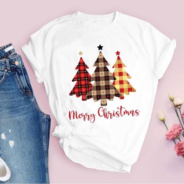 Buy Tees for Women Print Plaid Tree New 