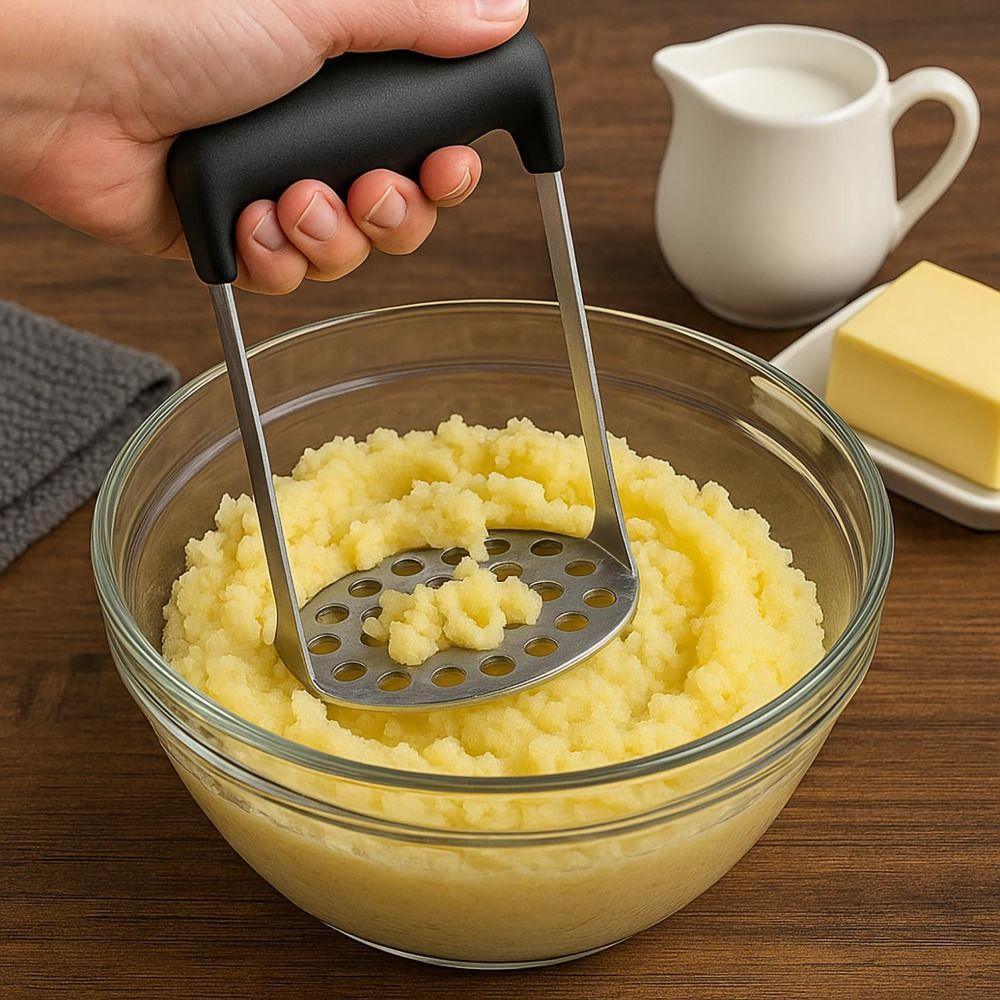 Heavy Duty Potato Masher Rust-proof Multi-Purpose Stainless Steel Masher Dishwasher Safe Easy Clean Fruit Vegetable Mashing Tool