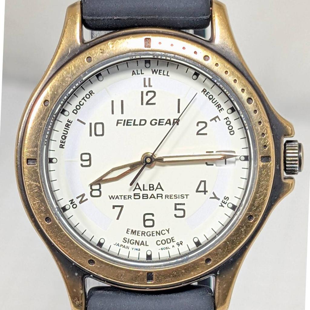 SEIKO ALBA FEED GEAR Battery and Strap Working Men's Watch, Replaced, Condition, U-01