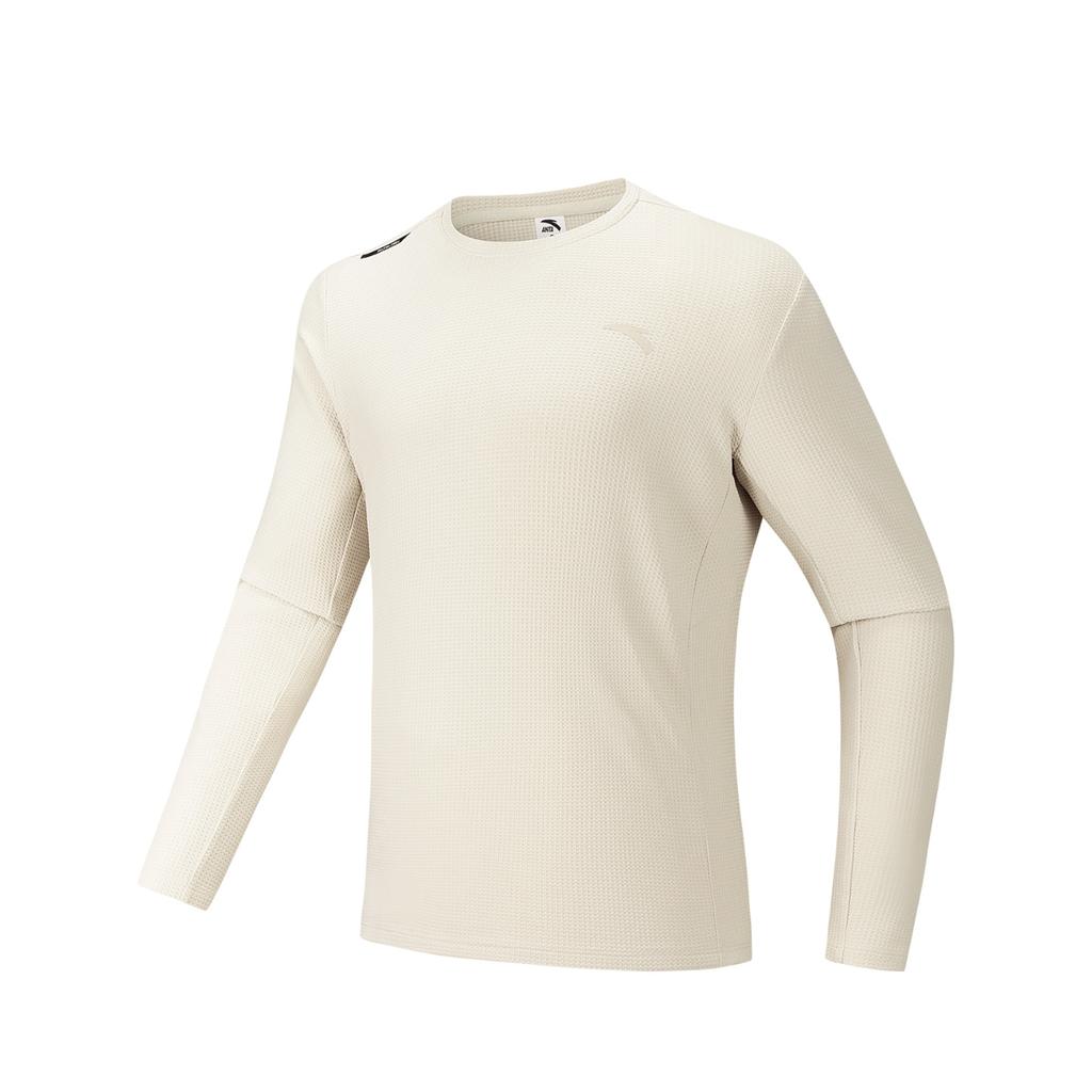 Anta Plain Round Neck Breathable Versatile Long Sleeve T-Shirt Men tops 952537405-1