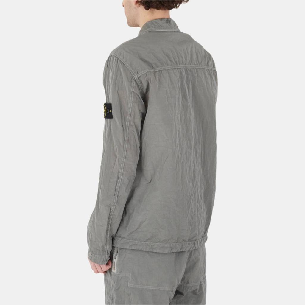 STONE ISLAND Ss25 Nylon Metal Solid Logo Patch Zip Long Sleeve Jacket Men Jackets Silver-Gray K1S1512000-05S0019-V0061