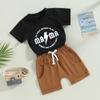 Sommerkleidung für Kleinkinder, Jungen, niedlicher Briefdruck, kurzärmeliges T-Shirt, Tops und Shorts mit Kordelzug, Spielkleidung, Outfits