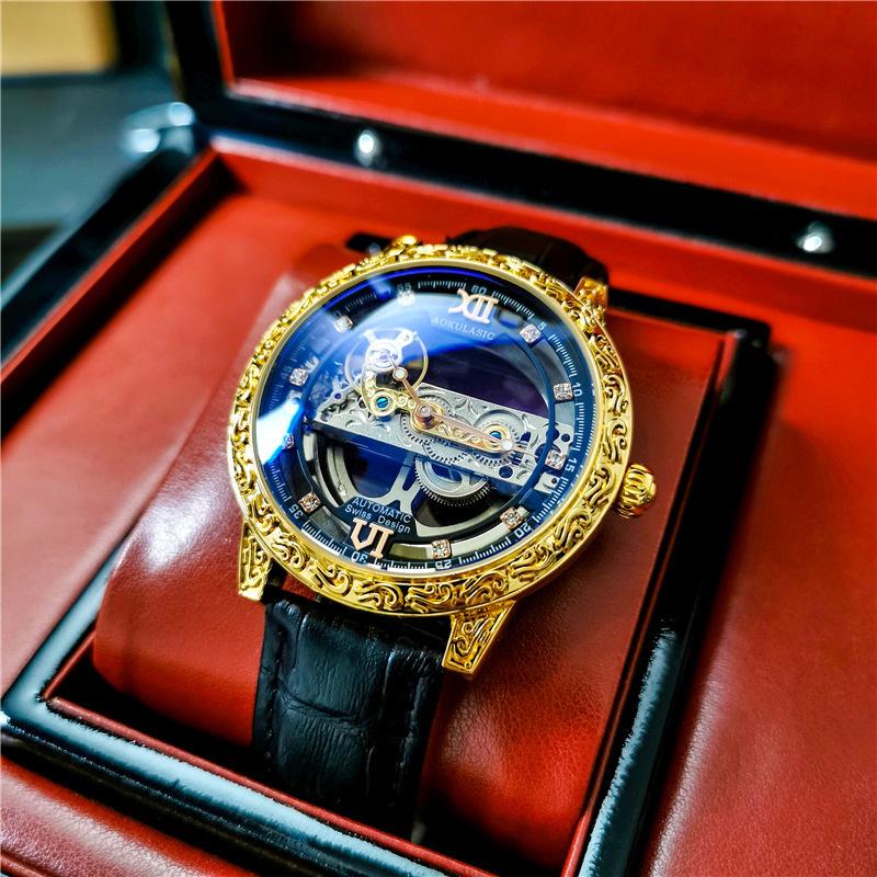 No Need To Wind Up, Fully Automatic Mechanical Watch, Men S Watch, Double-Sided Hollow Waterproof Luminous Men S Watch