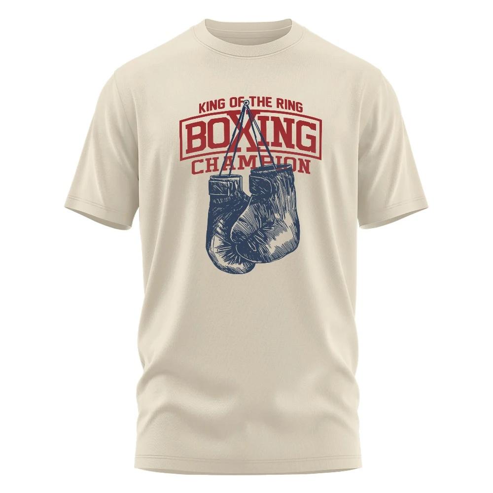 Unisex King Of The Ring Boxing Champion Fashion Creative Funny Cotton T Shirt For Unisex Unisex Vintage Gym Apparel Tops Tees