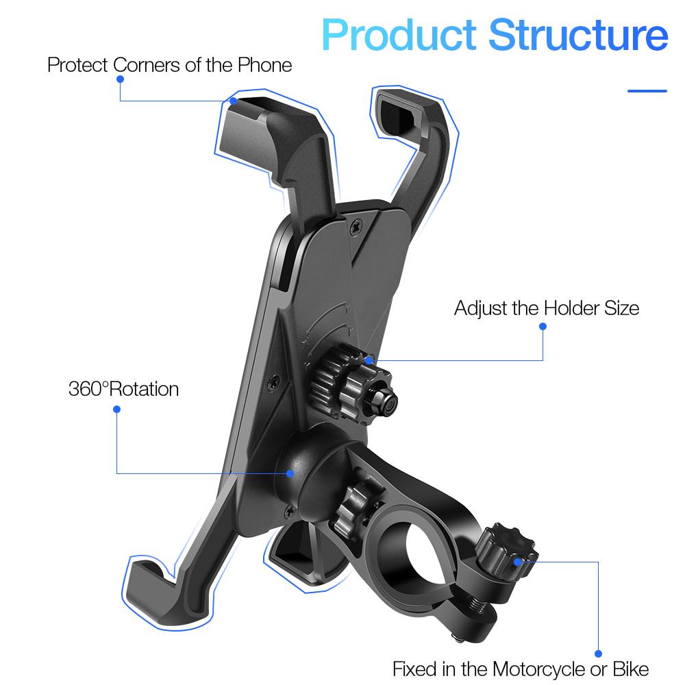 Bicycle Phone Holder Motorcycle Mobile Cellphone Stand Bike Handlebar Clip Stand GPS Mount Bracket