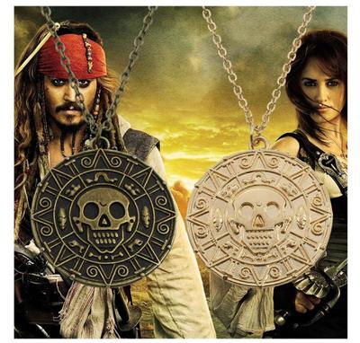 Pirates of the Caribbean Aztec Gold Coin Skull Men's Vintage Clavicle Necklace