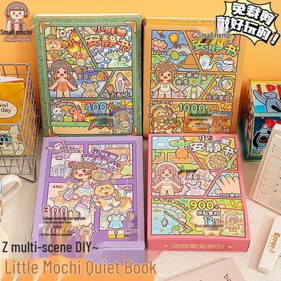 Kit de Atividade Artesanal para Crianças Little Mochi DIY Livro Silencioso 3D com Conjunto de Adesivos - Pré-Cortado Caixa de Presente