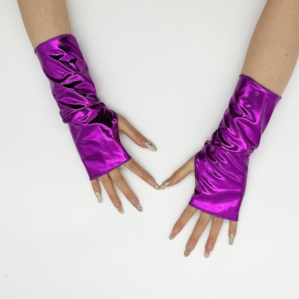 1 Paar Fingerlose Handschuhe mit Hochglanzfinish Punk-Stil Performance-Handschuhe Halloween-Verkleidung