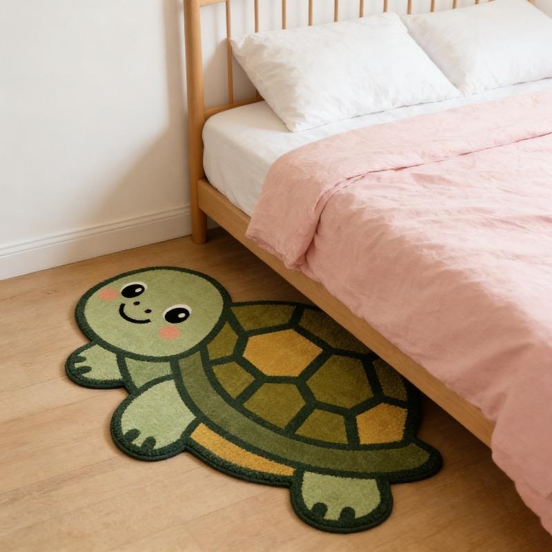 Cute Turtle Shaped Area Rug Non Slip Soft Pet Themed Floor Mat for Living Room Bedroom Kids Room Decor Rug