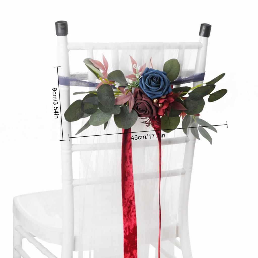 Chair Back Flower Reusable Artificial Rose Decoration for Outdoor Wedding Celebration Party Photography Pinkish