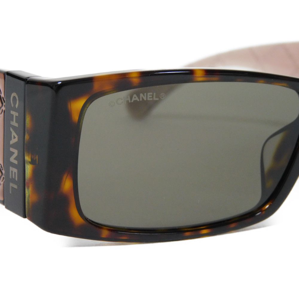 Used 10097 Rectangle Shape Eyewear 5425-A C714/3 7968 Logo Clear Black Matelasse Chain Acetate Havana Women's from