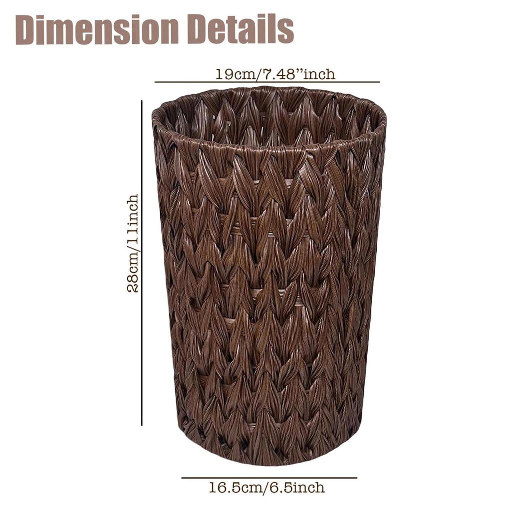 Handmade Plastic Rattan Woven Trash Can: Bedroom Waste, Toy Storage, and Bathroom Tissue Basket.
