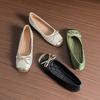 Egg Roll Shoes Soft Sole Bow Shallow Mouth Single Shoes Grandma Shoes Small Fragrant Wind Summer Ballet Flat 2025 Women