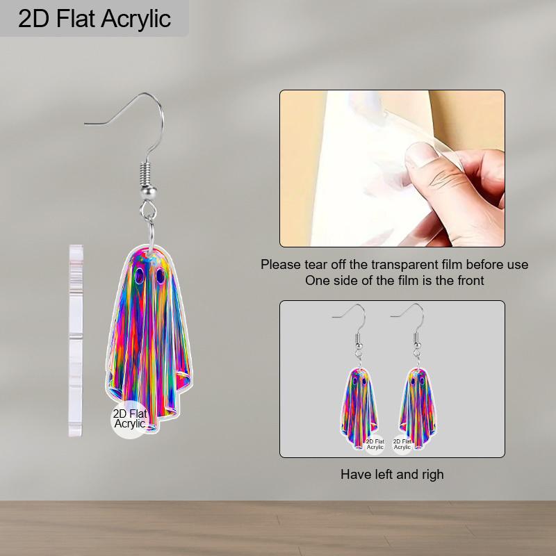 2D Flat New Acrylic Ghost Earrings Charms Halloween Drop Dangle Earrings For Women
