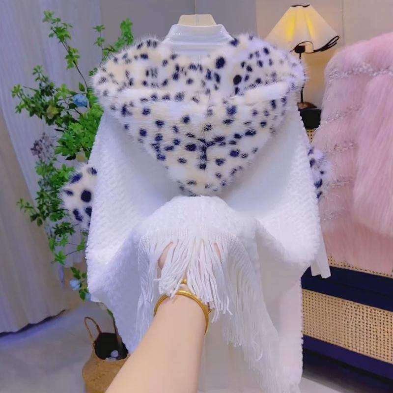 Thirteen Lines Of High-End Cardigan, Plush And Thickened Shawl, Women'S Fur Collar, Cape, Coat, Warm Tassel