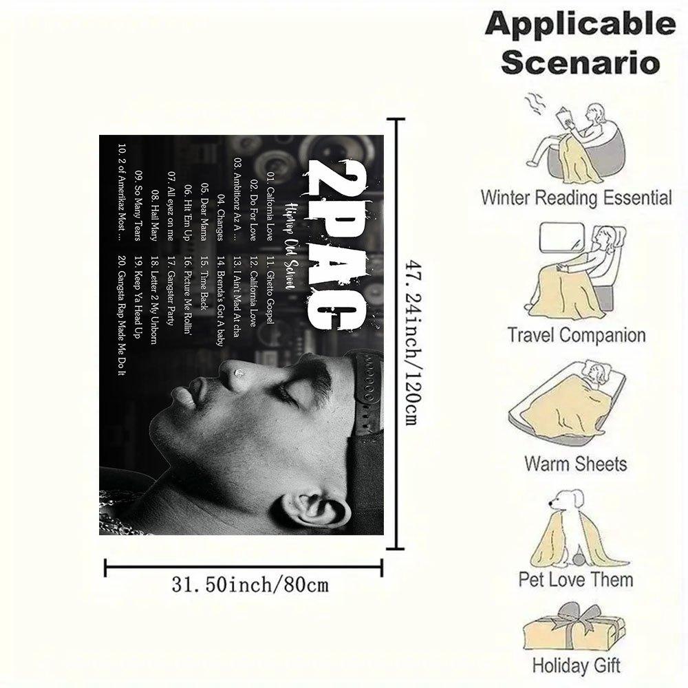 "2Pac: Die größten Hits Kollektion" Flanell-Kuscheldecke für Sofa, Bett, Reisen, Camping, Büro, Couch, Stuhl und Bett Geschenk für Chr