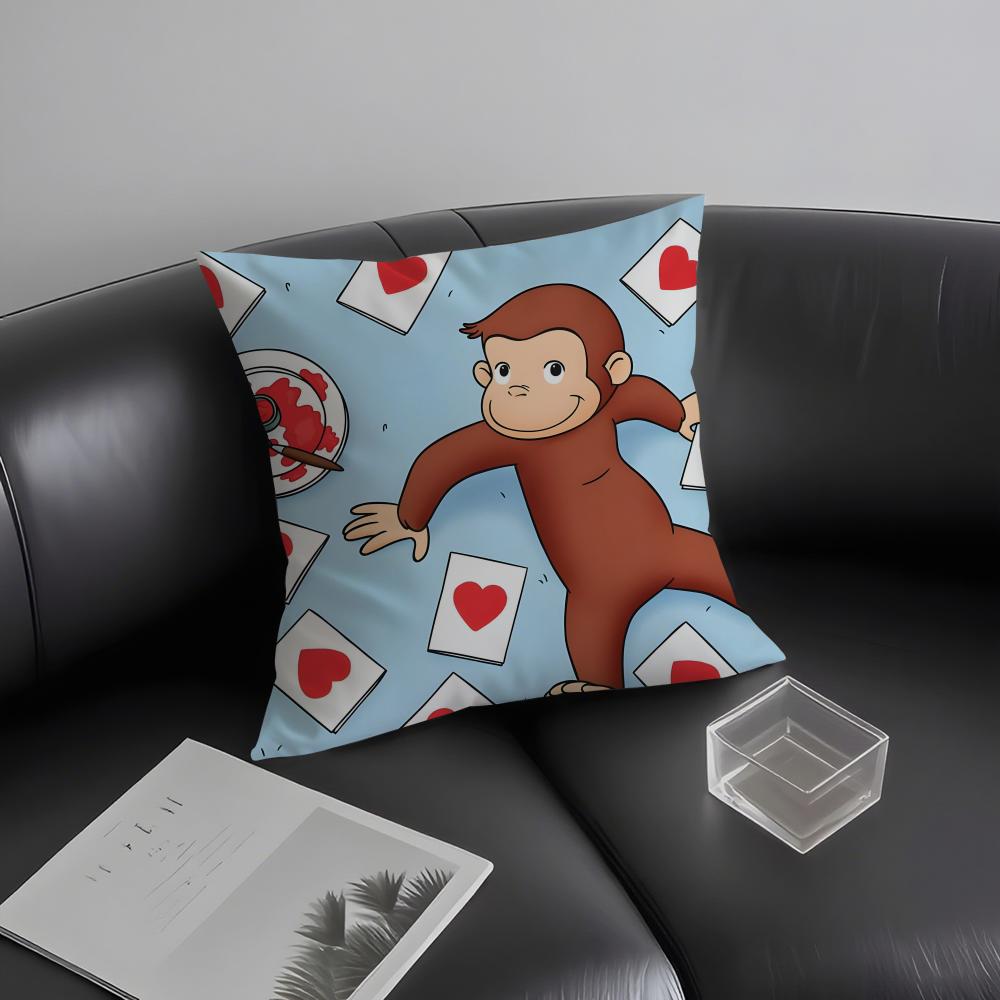 C-Curious G-George Cartoon Cushion Cover Pillowcase Ultra Soft Skin Friendly Fabric Cloud Like Comfort & Concealed Zipper