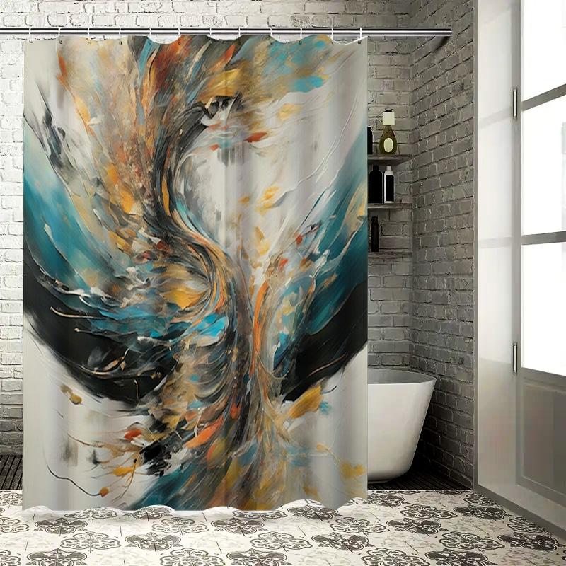 

Abstract Art Shower Curtain Colorful Floral Design For Bathroom Decorations Home Decoration W60H190(CM)-1 Pcs