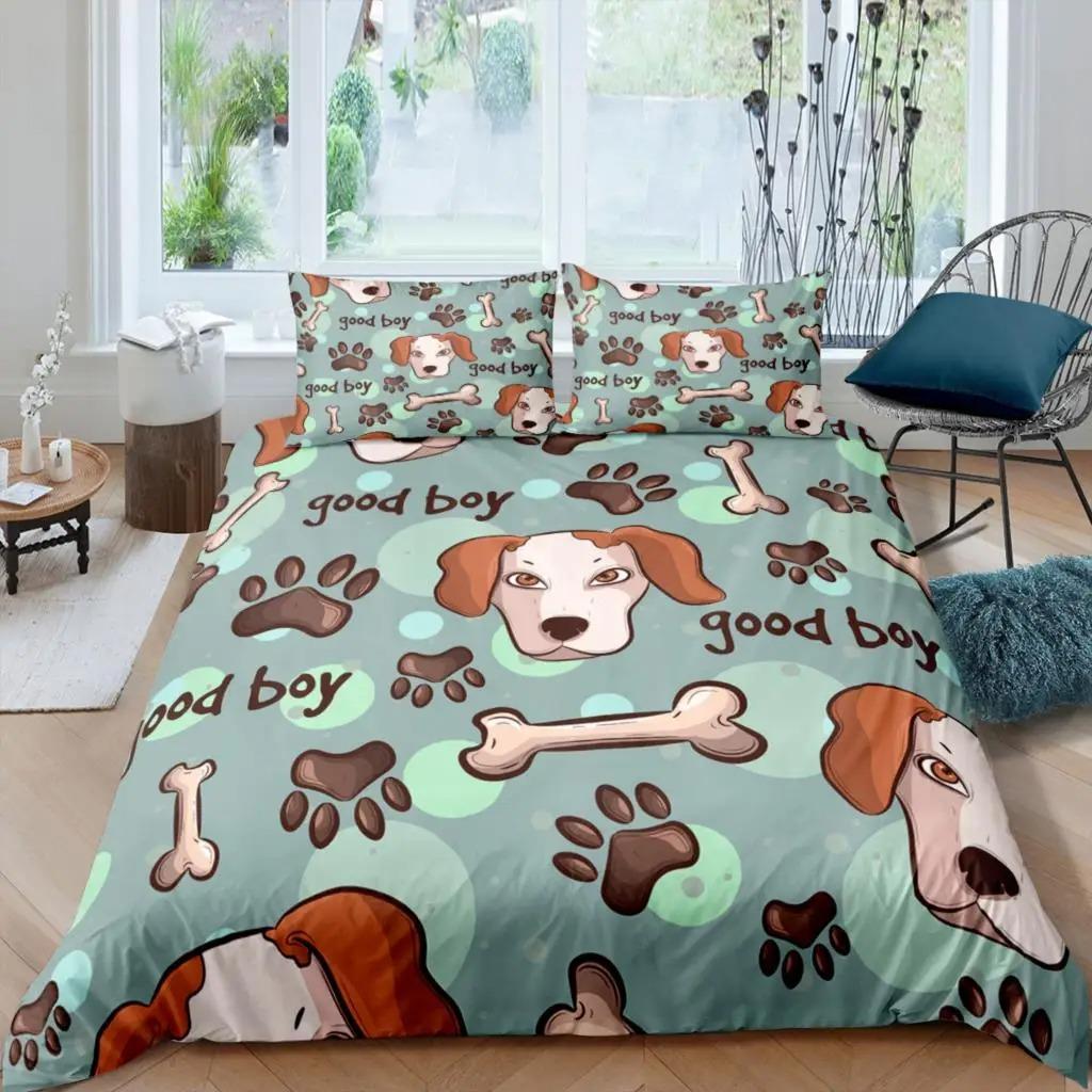 Home Living Luxury 3D Dog Paw Print Bedding Set Bone Duvet Cover Pillowcase Queen and King EU/US/AU/UK Size Comforter Bedding