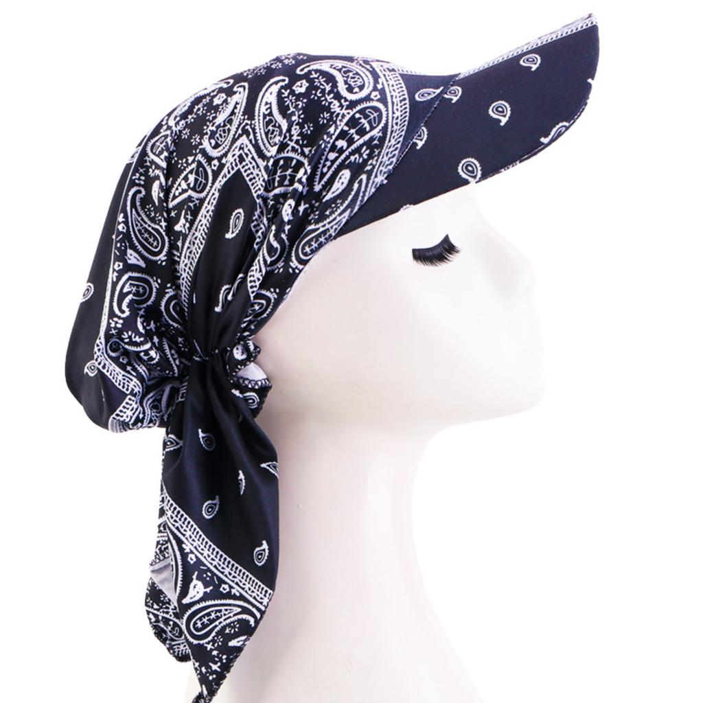Cotton Bandana Cap with Visor Outdoor Sun Protection Hat Adjustable Headscarf Breathable Lightweight Headwear for Outdoor Activities