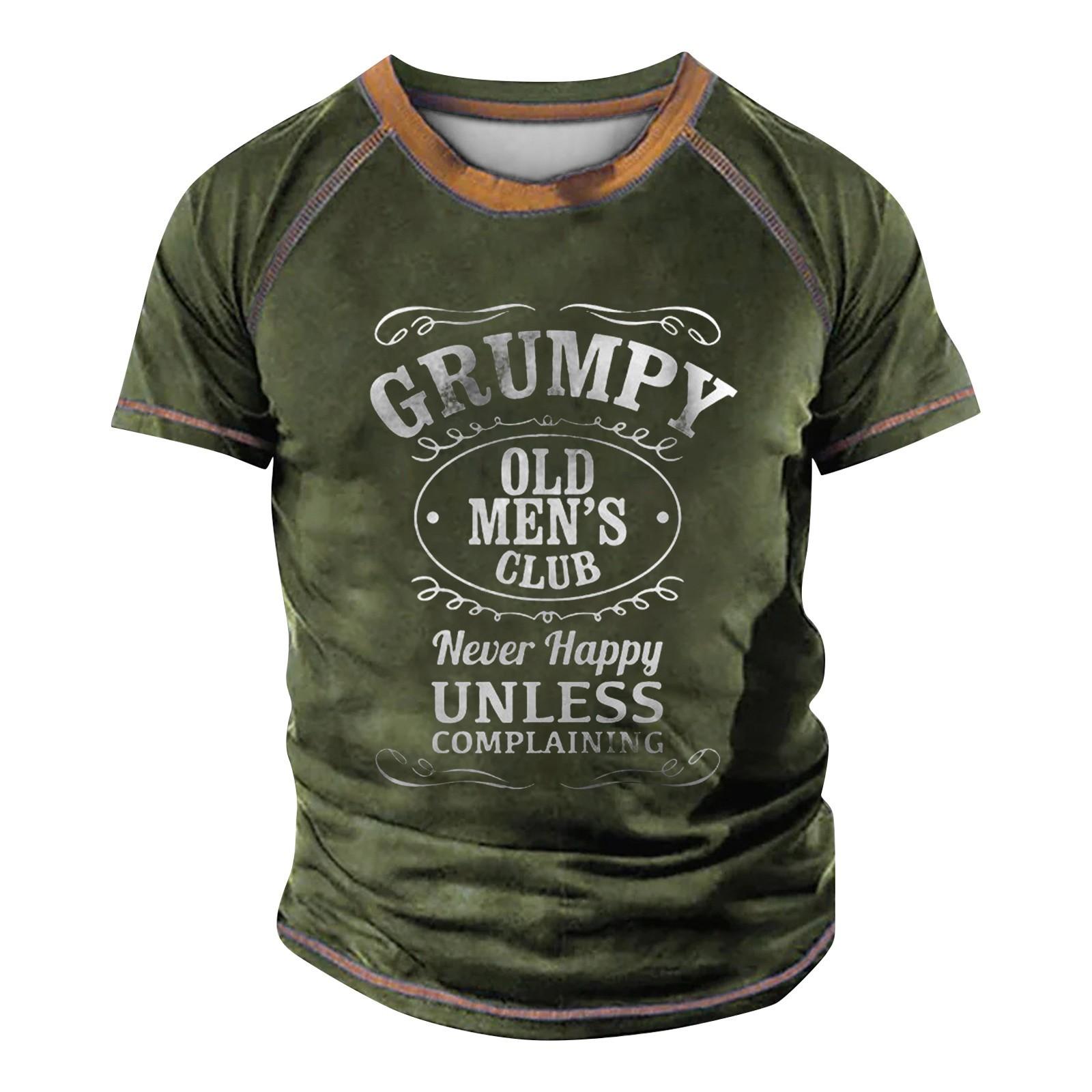 

Men s Raglan T-shirt Retro Short Sleeve Round Neck Letter Printing Tops XXL зелений