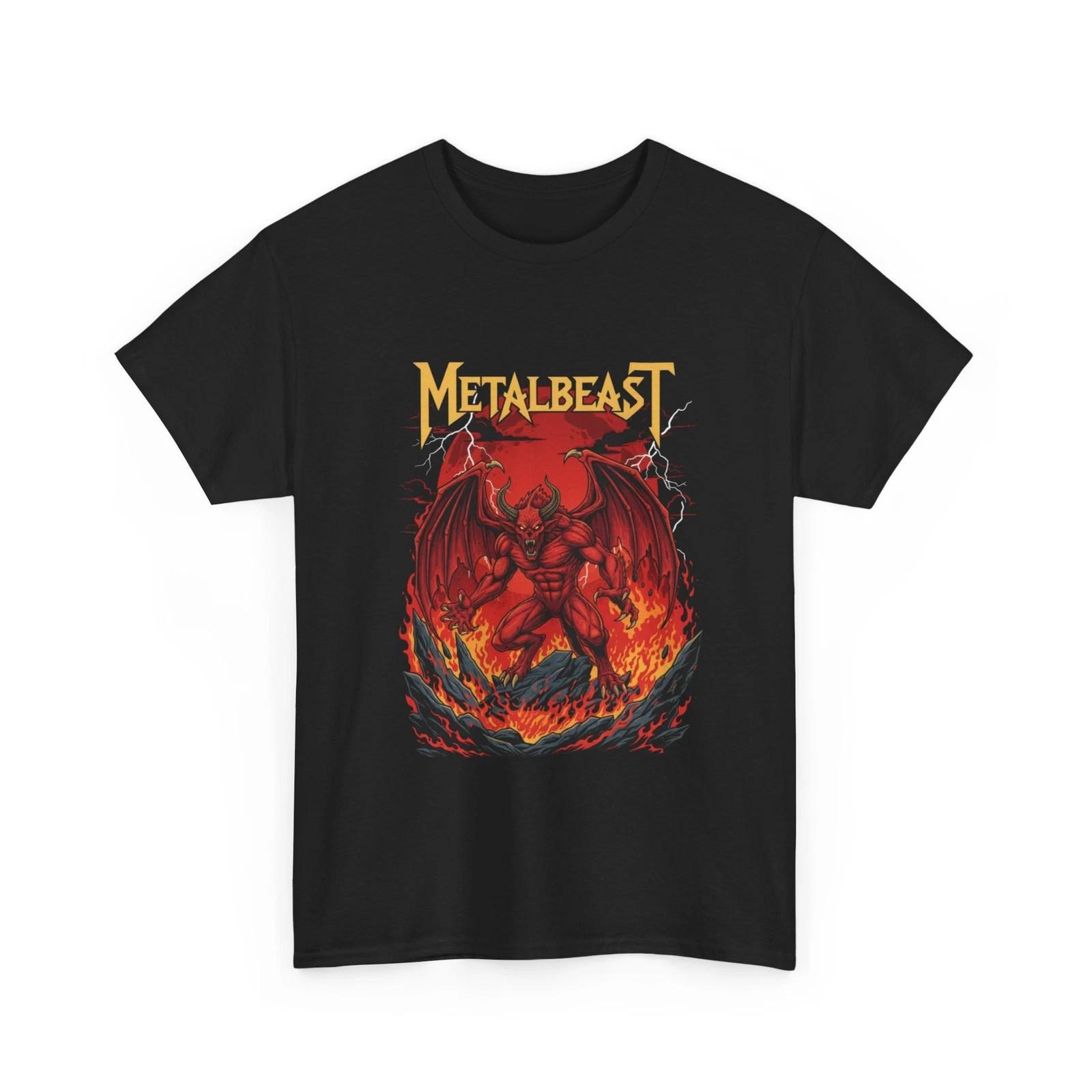 Metalbeast Demon Graphic Tee | Fiery Devil Illustration, Rock T-Shirt, Cool Gift 3XL