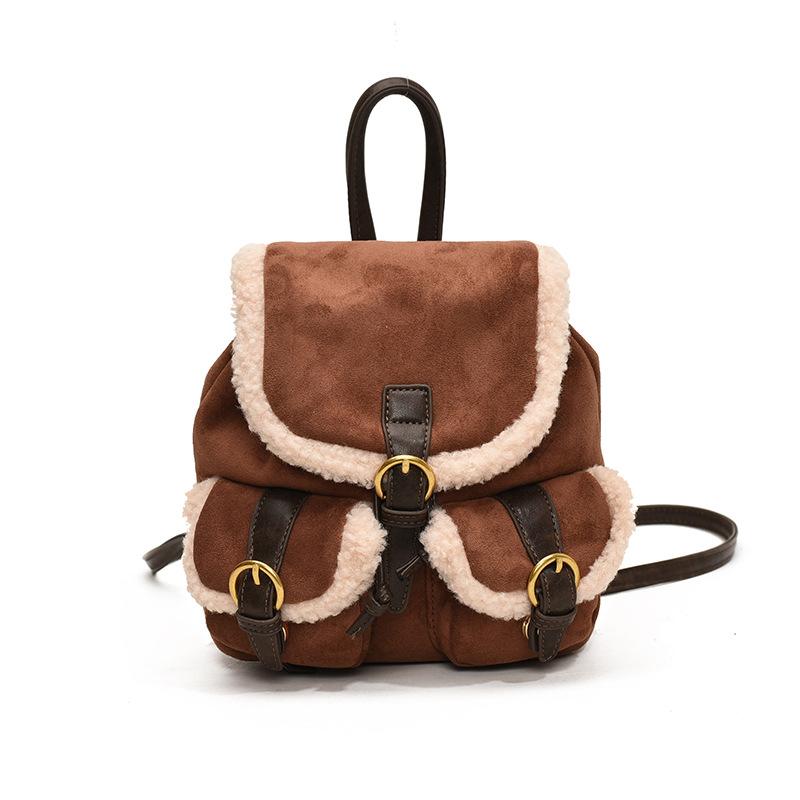 

Textured matte retro backpack women s new winter matte backpack student class schoolbag bucket bag