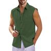 Men's Summer Hawaiian Solid Color Sleeveless Button-Down Shirt