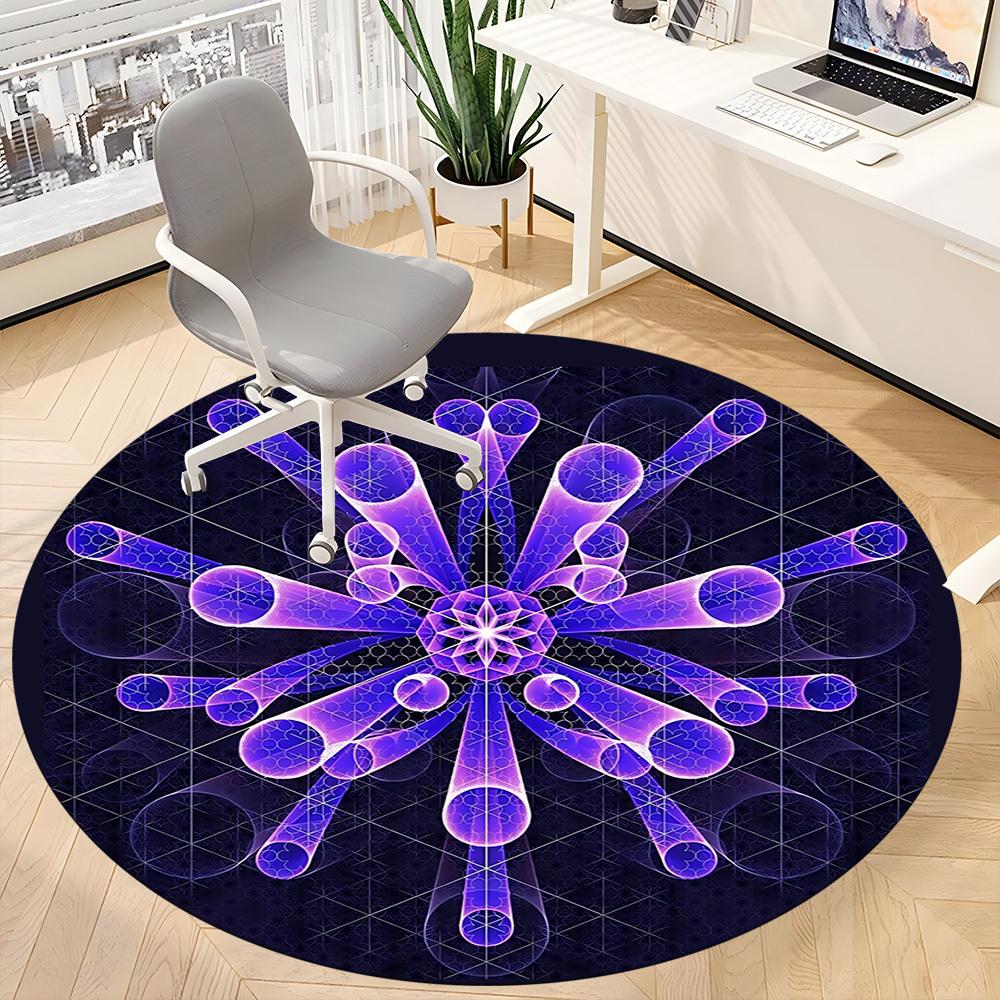 1pc Abstract Mandala Design Chair Carpet for Office - Indoor Non-Slip Washable Polyester Fiber Carpet, Soft Comfortable Mat For Office yy250928063