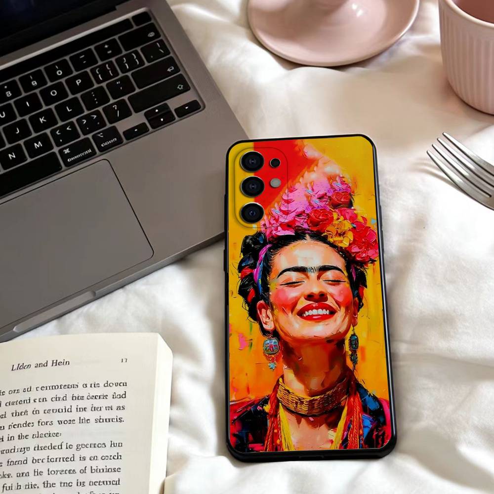 Pouzdro na telefon Art F - Frida Kahlo pro Samsung S25, 24, 23, 22, 30, 21, 10, 9, Ultra, Plus, Lite, FE, 4, 5 G, měkké černé