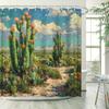 Desert Bloom Cactus Landscape Waterproof Shower Curtain for Bathroom Decor with Stylish Design and Durable Material