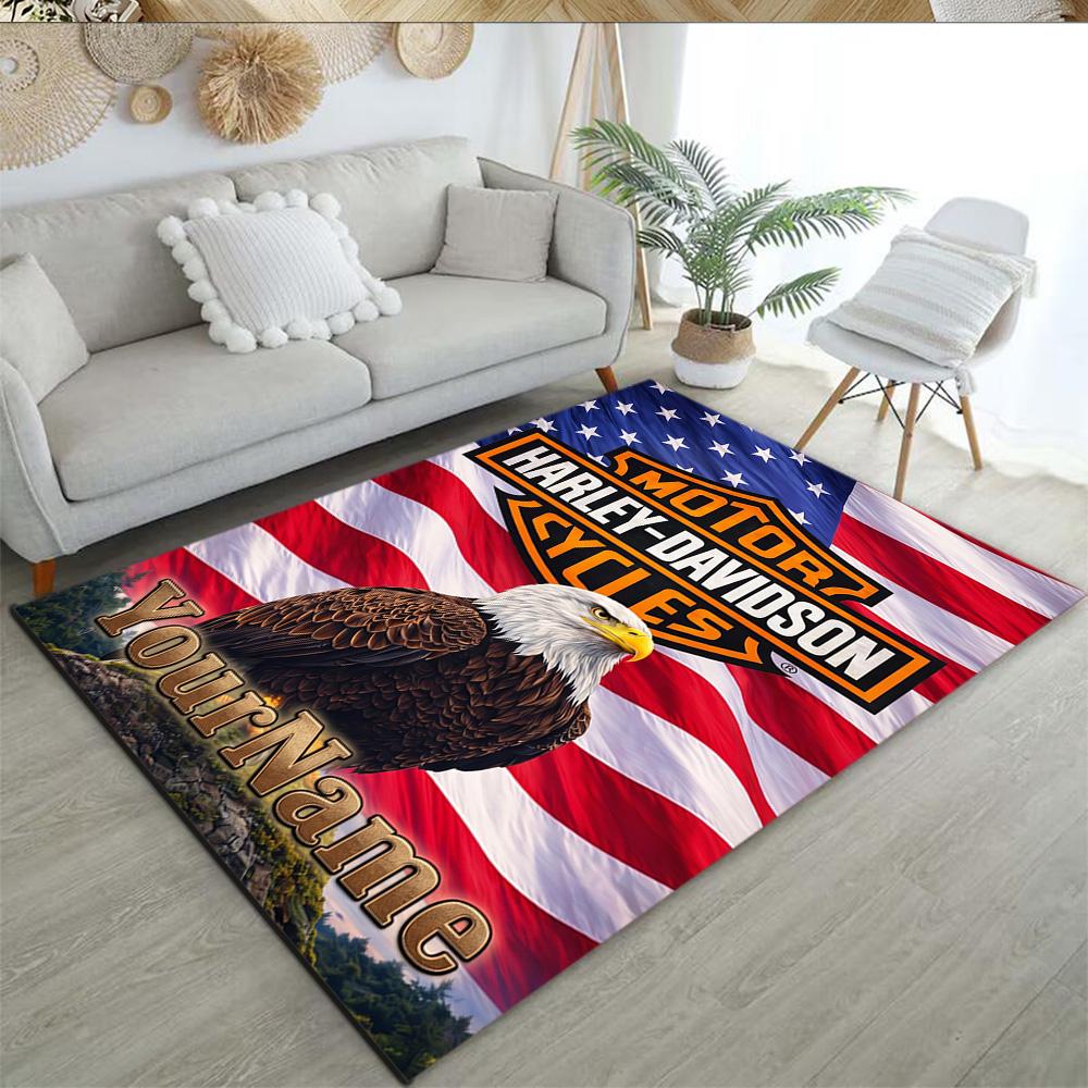 Harley-davidson Motorcycles Customizable Name Carpet Suitable for Game Room Living Rooms Study Room Dormitory Anti-slip Rug Decorate Offices