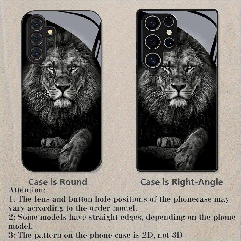 Lion Head Print Pattern Glass Phone Case Suitable for Samsung Galaxy S26 S25 S24 S23 S22 S21 S20 FE/Ultra/Plus Anti Drop