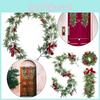 Weihnachts-Rattan-Kranz-Girlande mit Beeren und Blumen - DIY Kamin-Dekoration und Baumschmuck