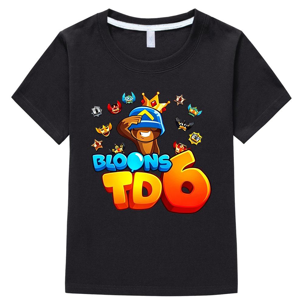 100% Cotone Gioco Bloons TD 6 Maglietta per Bambini Stampa Cartoon T-shirt per Bambini Streetwear Ragazzi Ragazze Top Estivi Girocollo Manica Corta