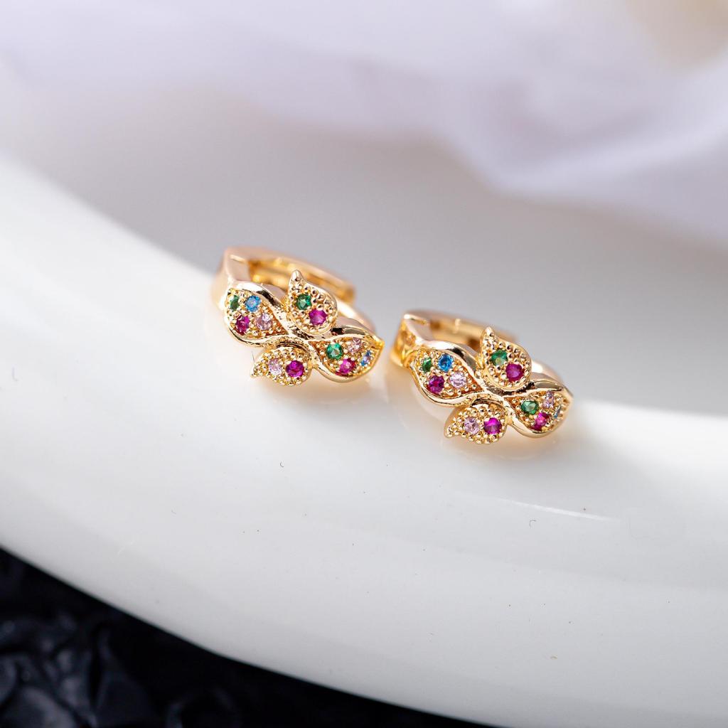 Four-leaf Clover Colored Diamond Earrings - High-End Women's Jewelry