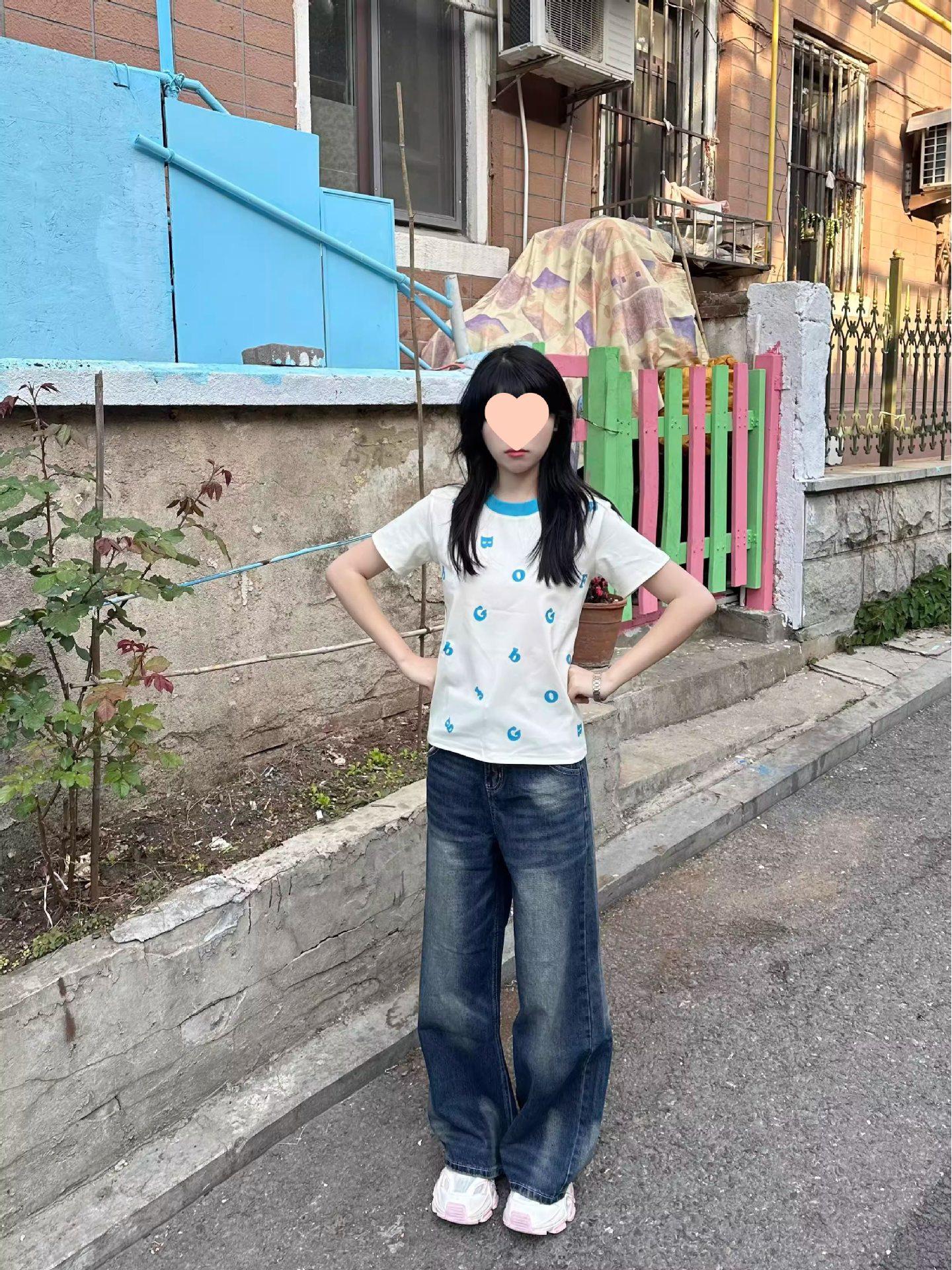 

Slim-Fit Kidcore Letter Print Casual Short Sleeve T-Shirt