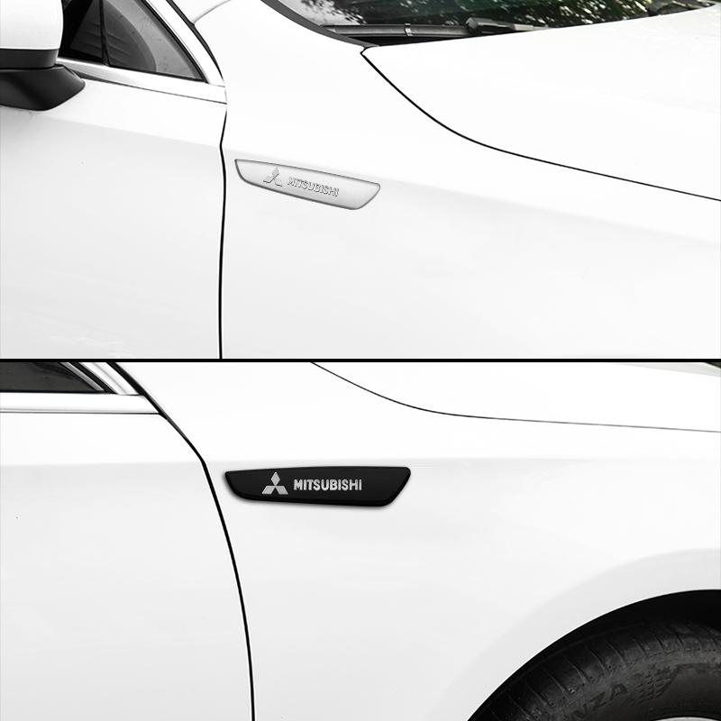 2 stuks 3D Auto Carrosserie Spatbord Zijembleem Achterklep Badge Stickers Voor Mitsubishi Outlander Lancer 9 10 Pajero L200 EX ASX Creatief