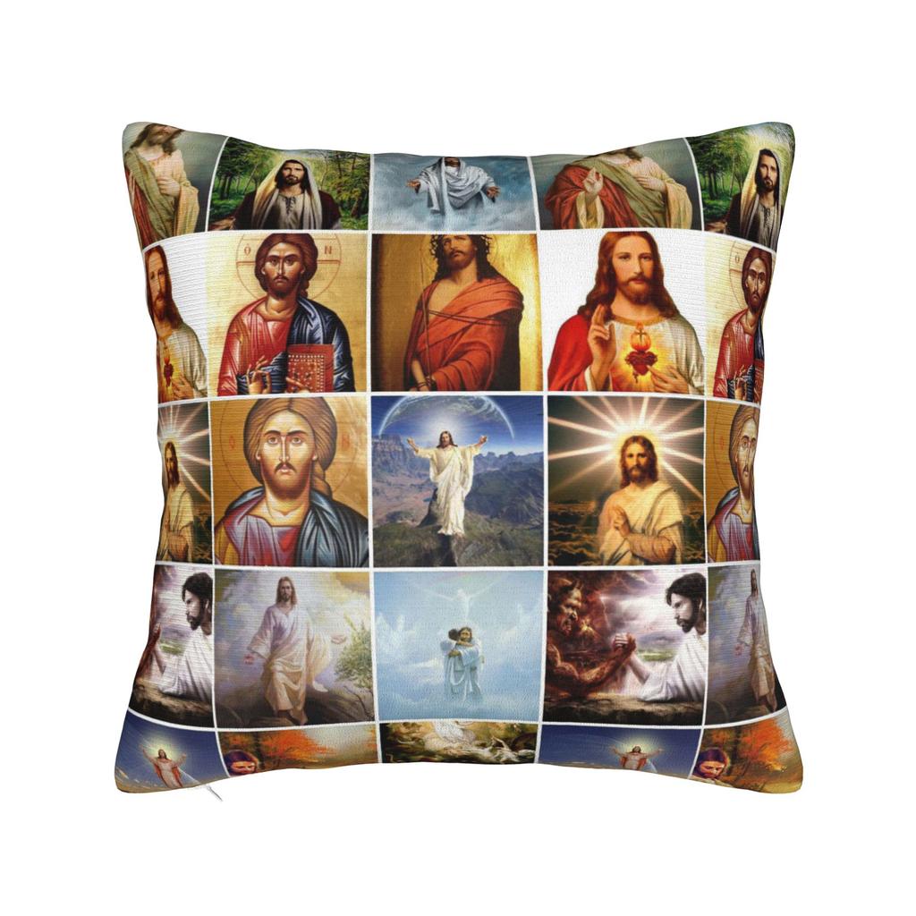 Christliche Kissenhülle Polyester Kissenbezug Dekorativ Gott segne Jesus Christus Zierkissenhülle Zuhause Quadratisch cm