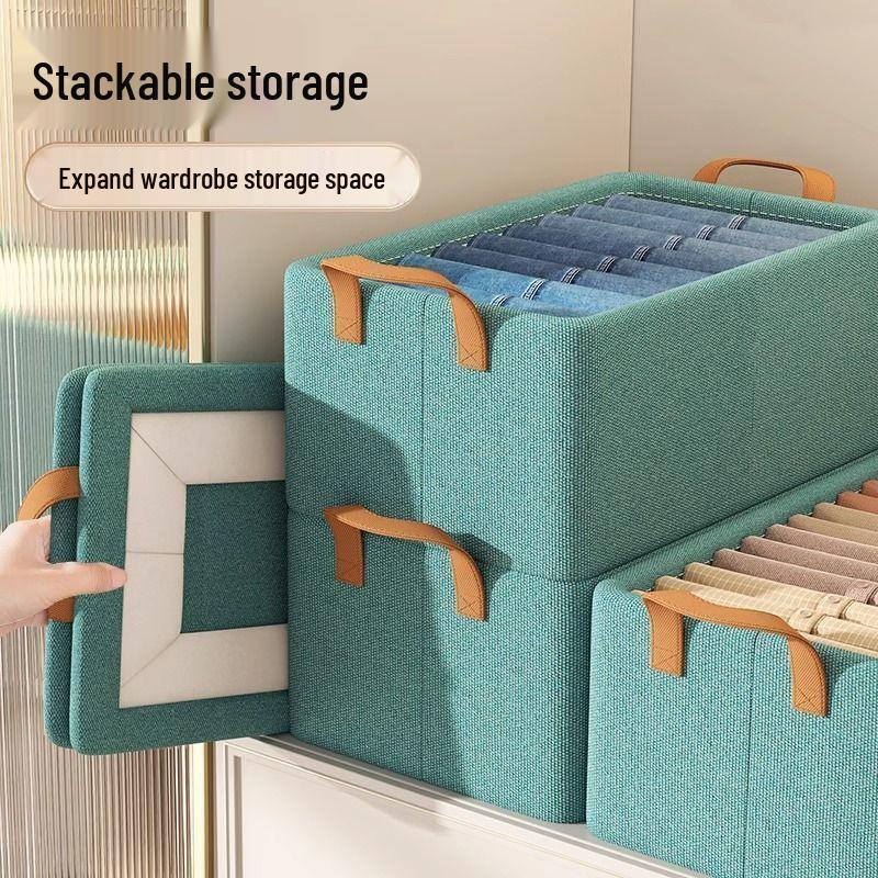 Steel Frame Large Capacity Foldable Storage Box for Toys, Clothes, Pants, and Wardrobe Organization