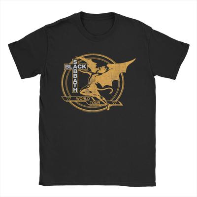 Męski T-shirt Black Sabbath World Tour 77 T-shirty Popularne Letnie Koszulki Streetwear Casual Bawełna Odzież Prezent