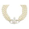 Three-row Bas-relief Brass Crystal Necklace for Women Silver 6303000702P127P127