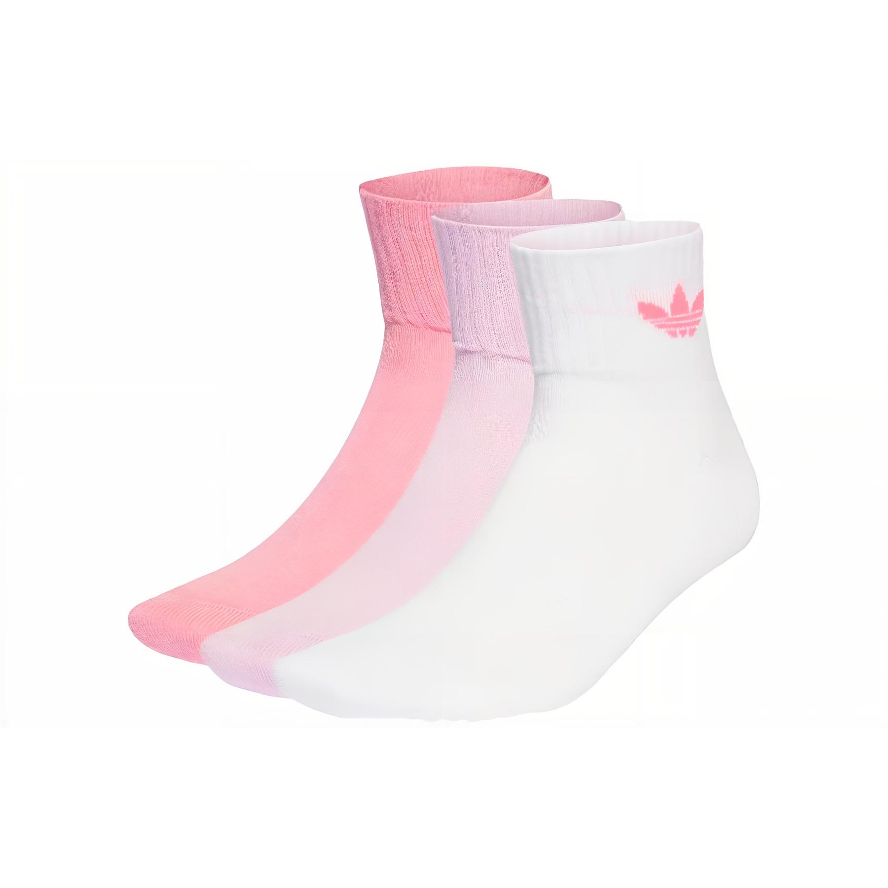 (WMNS) adidas Mid-Cut Crew Socks 3 Pairs White Orchid Fusion Bliss Pink Women s IL5027 S