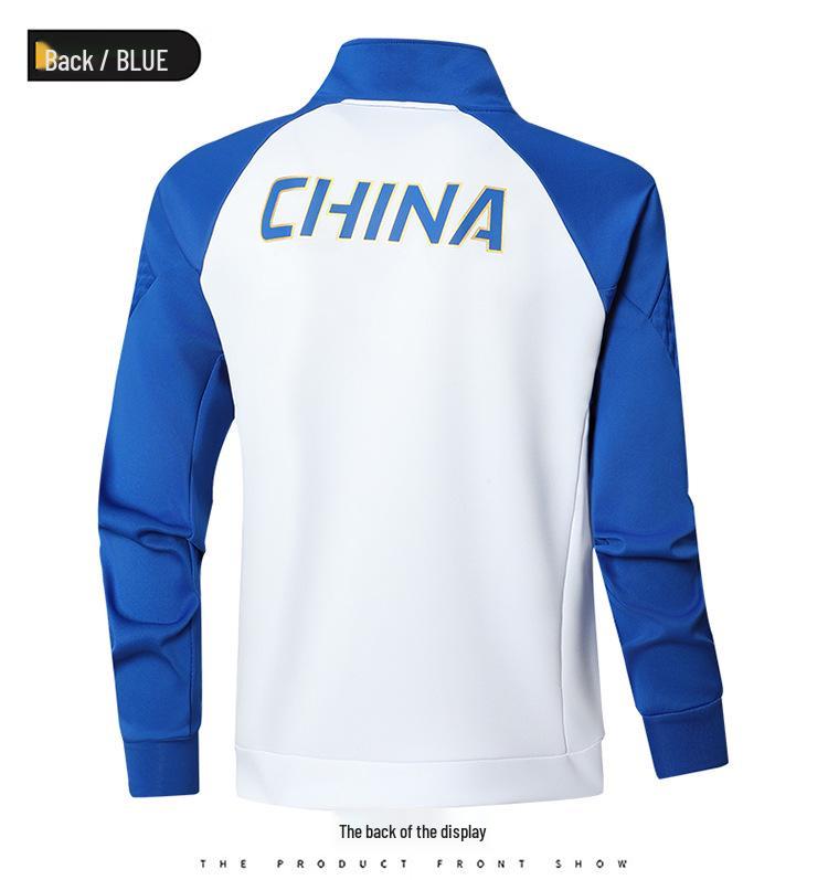 Unisex Chinese Team Casual Sports Three-Piece Set: Short Sleeve Polo, Stand Collar Top, Running Shorts.