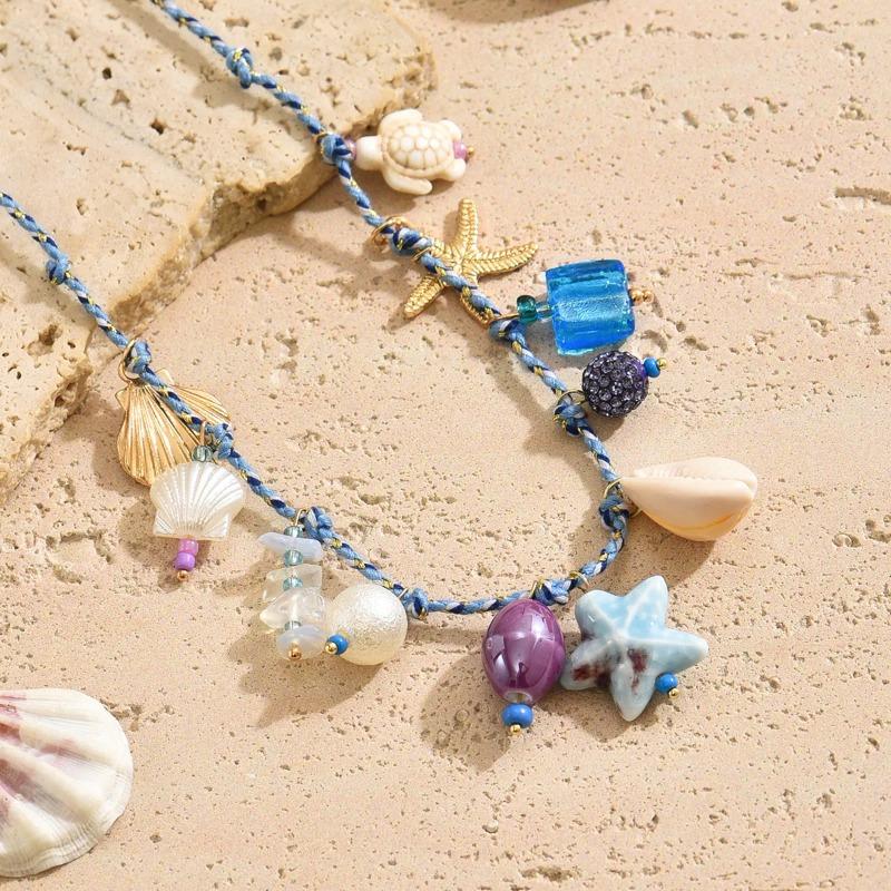 Bohemian Style Waist Chain Sea Star Imitation Pearl Shell Waist Belts Trendy Summer Beach Sexy Body Chains for Women Girls